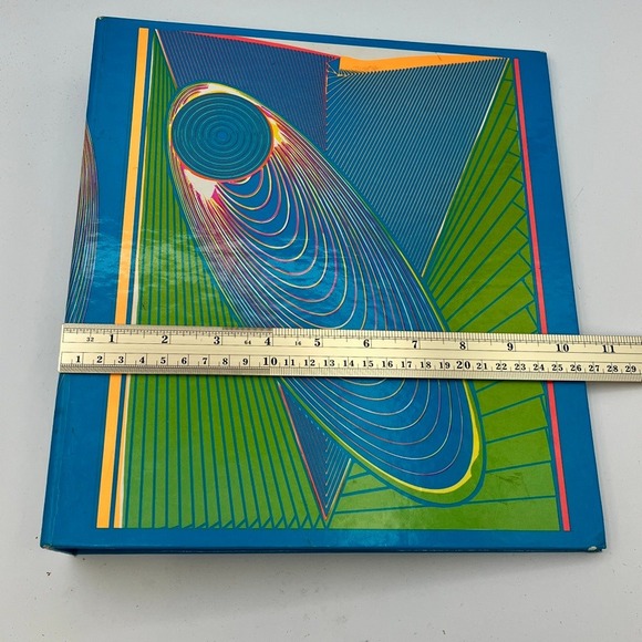 Geometric Neon Fantasy 3 Ring Binder Notebook Abstract Blue Green 1992 READ - Picture 7 of 7